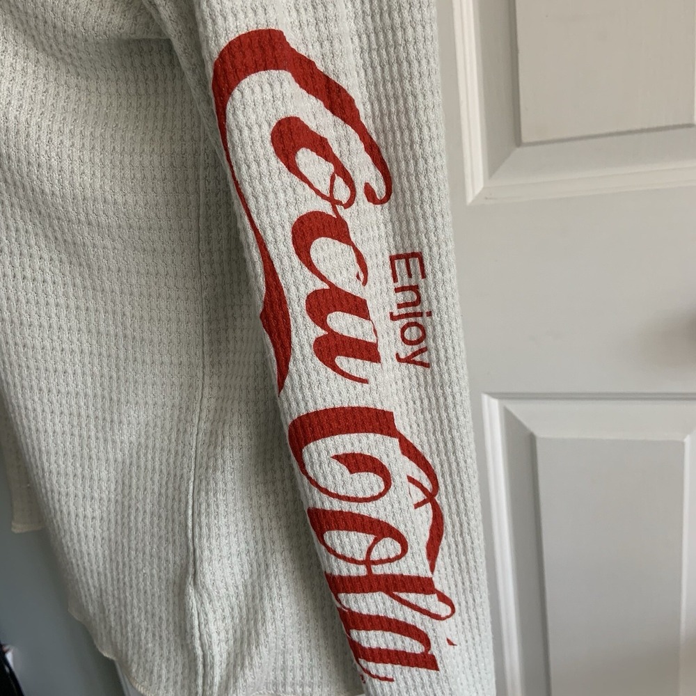 Coca Cola Logo Waffle Knit Thermal by Chaser women sz S Nostalgia Memorabilia - Picture 12 of 14